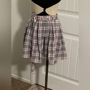 Pink plaid mini skirt with detachable belt